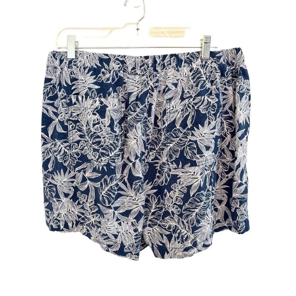 Briggs Blue Pull-On Tropical Hawaiian Print Linen Blend Shorts Size XL